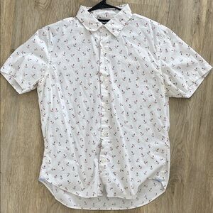 Bonobos White Shirt with Red Anchor Pattern